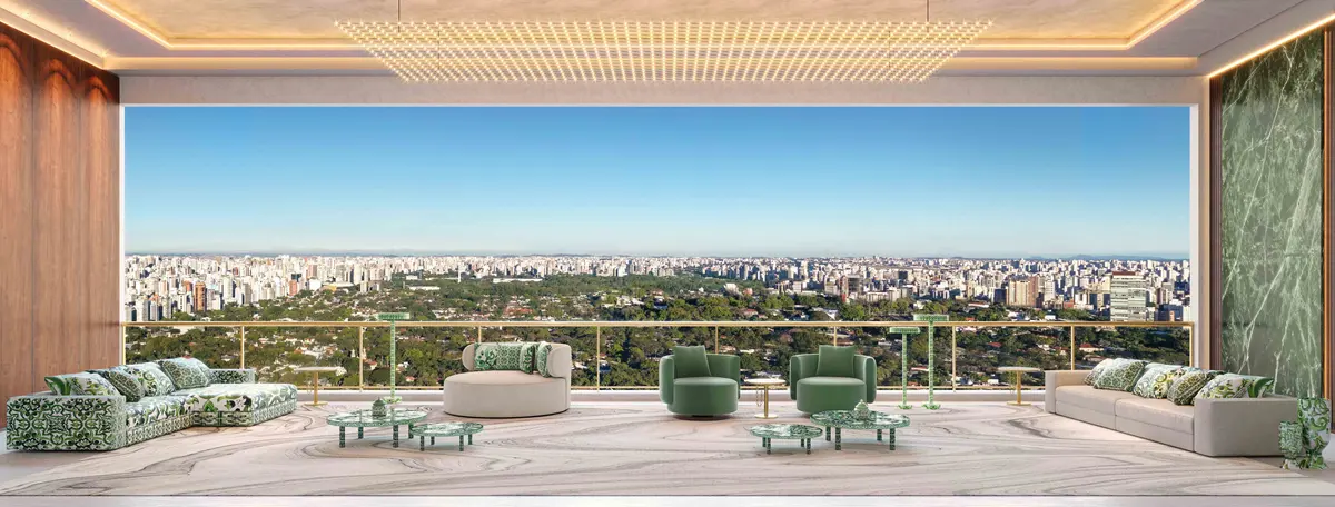 Living do apartamento de 246 m².
