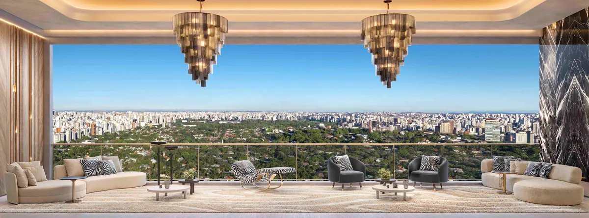 Living do apartamento de 279 m².