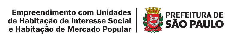 Selo da Prefeitura de São Paulo: empreendimento com unidades de Habitação de Interesse Social e Habitação de Mercado Popular.